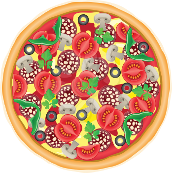 Royalty Free Clipart Image of a Pizza