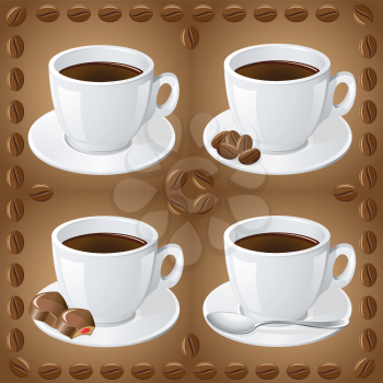 Royalty Free Clipart Image of a Set of Coffees