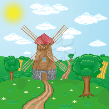 Royalty Free Clipart Image of a Windmill