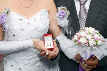 bride is a groom and wedding bouquet