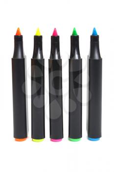 colors plastic markers isolated on white background