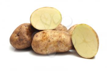 raw brown potato  isolated on white background