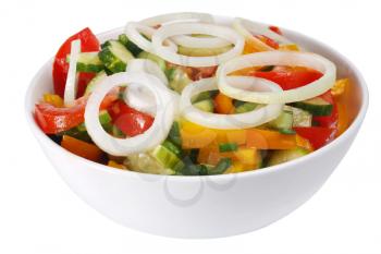vegetable salad with a onion isolated on white background