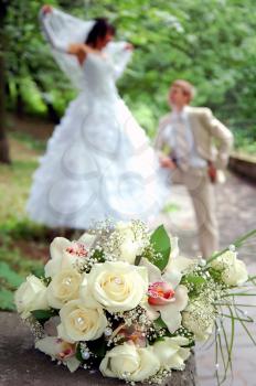 wedding bouquet for fiancee and groom