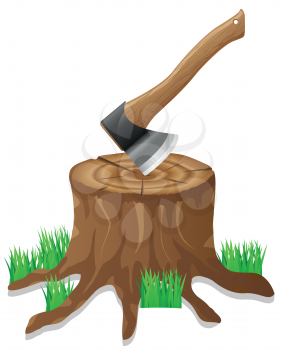 axe in the stump vector illustration isolated on white background