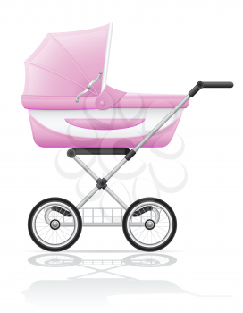 babys perambulator pink vector illustration isolated on white background