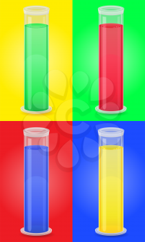glass test tube with color liquid vector illustration isolated colored background