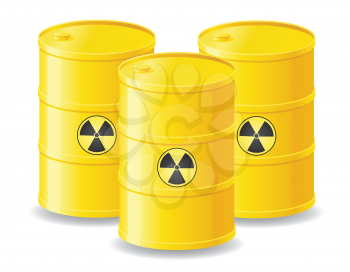 yellow barrels of radioactive waste vector illustration isolated on white background