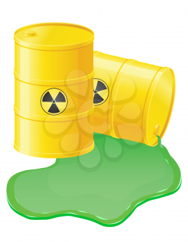 yellow barrels spilled radioactive waste vector illustration isolated on white background