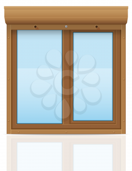 brown plastic window with rolling shutters vector illustration isolated on white background