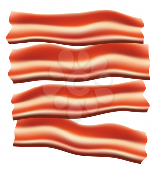 pieces of fried bacon vector illustration isolated on white background