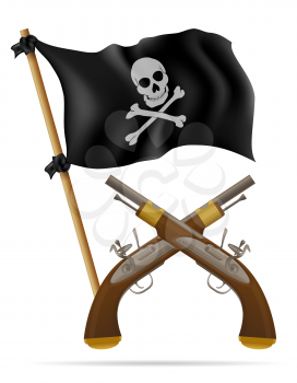 pirate flag and pistols vector illustration isolated on white background