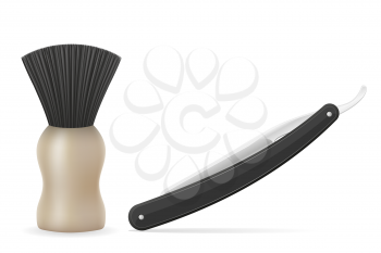 straight razor and shaving brush vector illustration isolated on white background