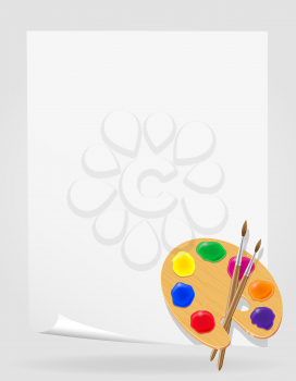 palette for paints and brush vector illustration isolated on grey background