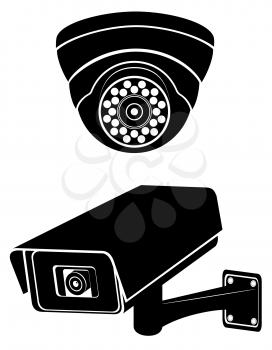 surveillance cameras black silhouette vector illustration isolated on white background