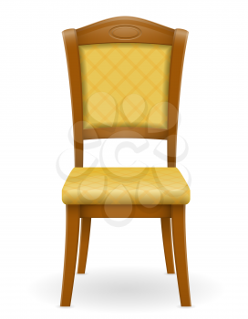 wooden chair furniture with padded backrest and seats vector illustration isolated on white background