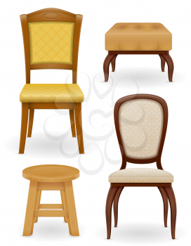set icons furniture chair stool and pouf vector illustration isolated on white background