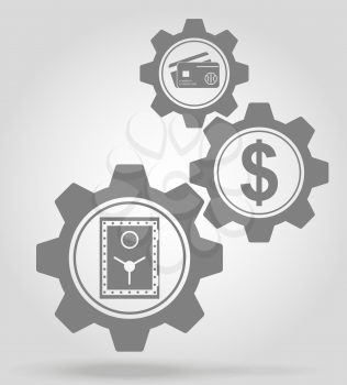 finance gear mechanism concept vector illustration isolated on gray background