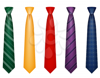 set icons colors tie for men a suit vector illustration isolated on white background