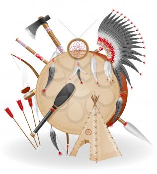 american indians concept icons vector illustration isolated on white background
