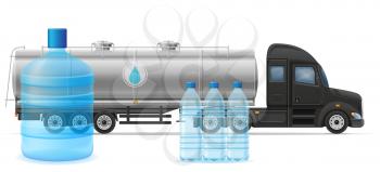 truck semi trailer delivery and transportation of purified drinking water concept vector illustration isolated on white background