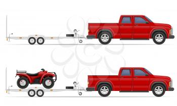 car pickup with trailer vector illustration isolated on white background