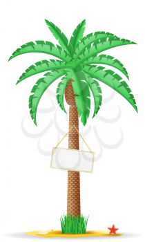 palm tree with a sign vector illustration isolated on white background