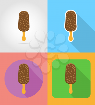 ice cream fast food flat icons with the shadow vector illustration isolated on background