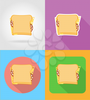 sandwich fast food flat icons with the shadow vector illustration isolated on background