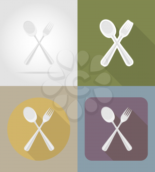 spoon with fork objects and equipment for the food vector illustration isolated on background