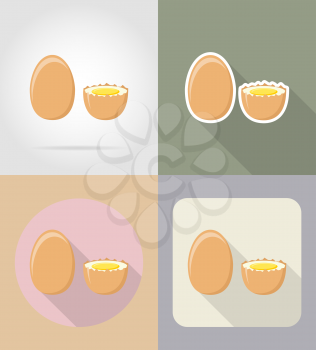 eggs food and objects flat icons vector illustration isolated on background