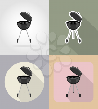 barbecue grill food and objects flat icons vector illustration isolated on background