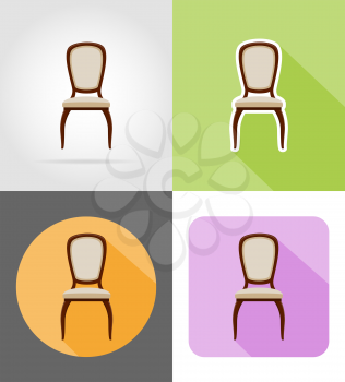 chair furniture set flat icons vector illustration isolated on white background