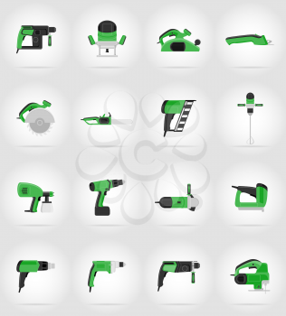 electric tools for construction and repair flat icons vector illustration isolated on background