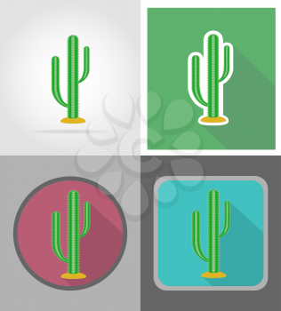 cactus wild west flat icons vector illustration isolated on background