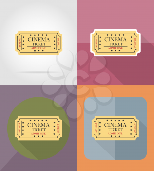cinema ticket flat icons vector illustration isolated on background