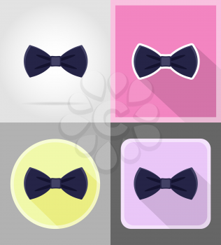 blue bow tie for men a suit flat icons vector illustration isolated on background