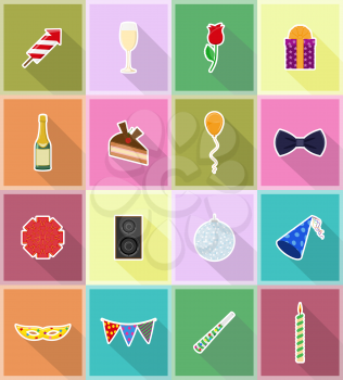 celebrations set flat icons vector illustration isolated on background