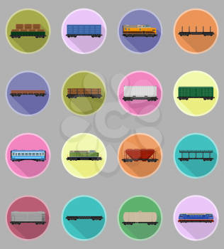 set icons railway carriage train flat icons vector illustration isolated on background