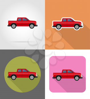 car pickup flat icons vector illustration isolated on background
