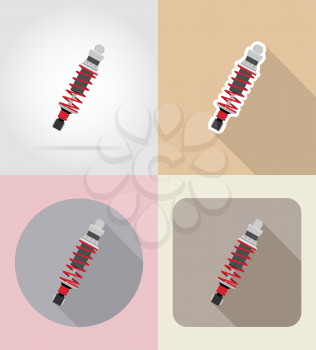 car shock absorber flat icons vector illustration isolated on background