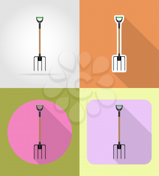 gardening tool pitchfork flat icons vector illustration isolated on background