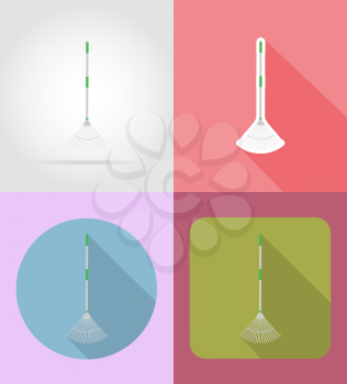 gardening tool rake flat icons vector illustration isolated on background
