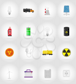 power and energy flat icons vector illustration isolated on background