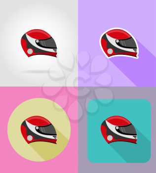 helmet for a racer flat icons vector illustration isolated on background