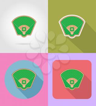 baseball field flat icons vector illustration isolated on background