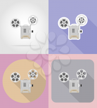 old retro vintage projector flat icons vector illustration isolated on background