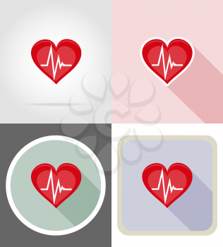 healthy heart symbol flat icons vector illustration isolated on background