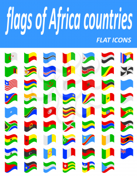 flags of Africa countries flat icons vector illustration isolated on white background