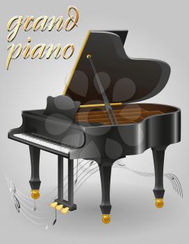 grand piano musical instruments stock vector illustration isolated on gray background